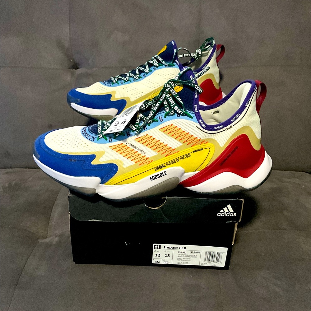 adidas Impact FLX Athletic Shoes - Blue, Yellow, Red, Cream